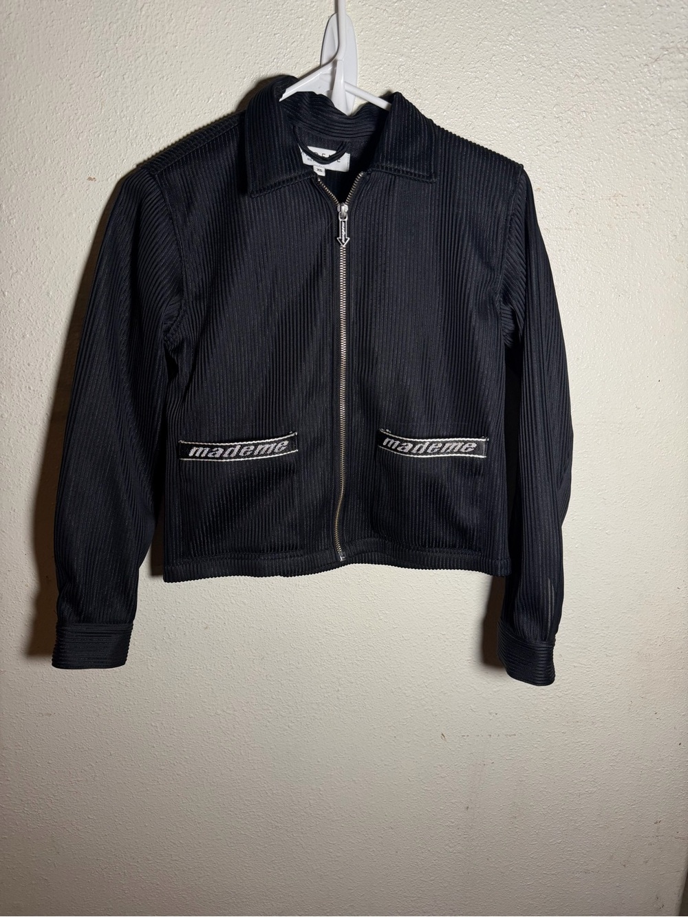 Black Ribbed Zip Bomber Jacket
